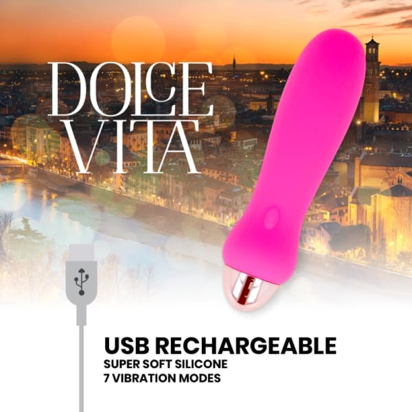 DOLCE VITA - RECHARGEABLE VIBRATOR FIVE PINK 7 SPEEDS 4